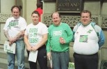 Hibs fans protest against the takeover launched by Hearts owner Wallace Mercer in the summer of 1990