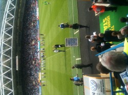 Half-time parade of favourite shirts as YCCC captain Andrew Gale is interviewed